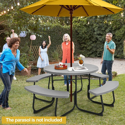 Round folding table with umbrella deals hole