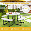 Costway 4 Benches Round Picnic Table Bench Set Outdoor Circular Camping Table W/ Umbrella Hole, White