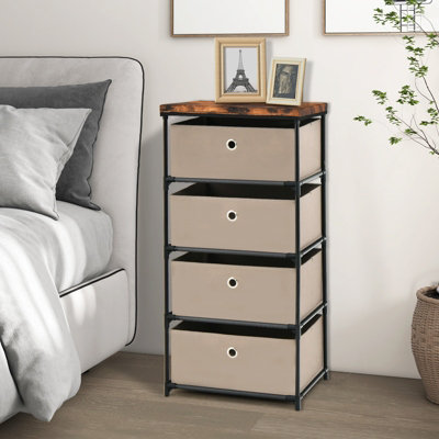 Costway 4-Drawer Dresser Organizer Closet Storage Cabinet with Shelves & Foldable Drawers