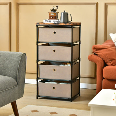 thumbnail image 2 of Idle Way Skinny 4-Drawer Fabric Dresser – Narrow Storage Tower For Bedroom, Living Room, Home Office 2 of 6