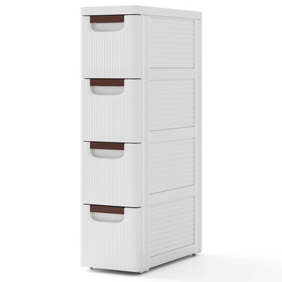 Costway 4-Drawer Narrow Storage Cabinet Bathroom Rolling Plastic Cart Container