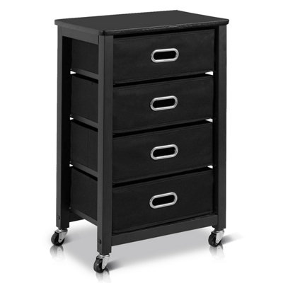 Costway 4 Drawers Bedside Table End Table Mobile Filing Cabinet Side Cabinet w/ Wheels