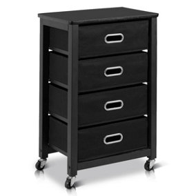 Costway 4 Drawers Bedside Table End Table Mobile Filing Cabinet Side Cabinet w/ Wheels