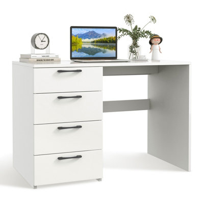 Costway 4 Drawers Computer Desk Modern Writing Desk Compact Laptop ...