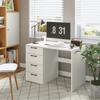 Costway 4 Drawers Computer Desk Modern Writing Desk Compact Laptop ...