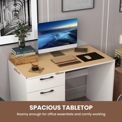 Costway 4 Drawers Computer Desk Modern Writing Desk Compact Laptop ...