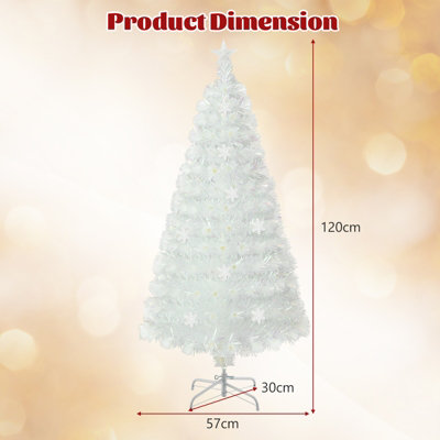 COSTWAY 4 FT Artificial Fiber Optic Christmas Tree White Pre