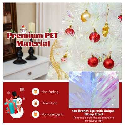 COSTWAY 4 FT Artificial Fiber Optic Christmas Tree White Pre