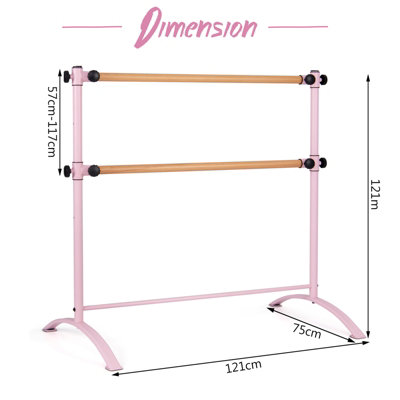 COSTWAY 4 FT Portable Ballet Barre Freestanding Dance Bar