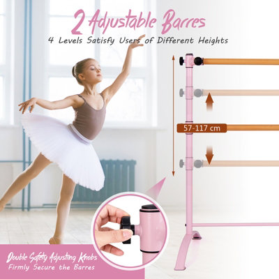 COSTWAY 4 FT Portable Ballet Barre Freestanding Dance Bar