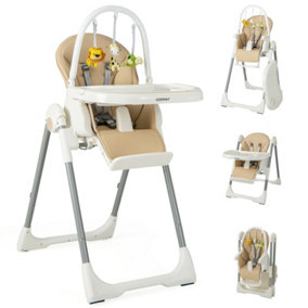 Costway 4-in-1 Baby High Chair Foldable Feeding Chair w/ 7 Heights 4 Reclining Angles Yellow