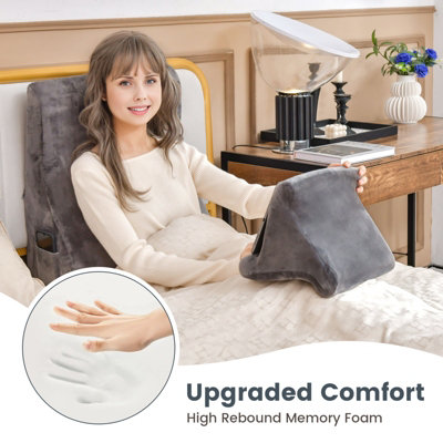 Bed Wedge Pillow with Tablet Pillow Stand and Side Pockets - Costway