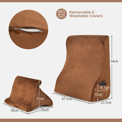 Costway 4 in 1 Bed Wedge Pillow Tablet Pillow Stand Side Pockets High Resilience Foam - 3