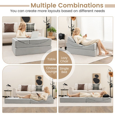 Costway 4-in-1 Convertible Folding Sofa Bed Floor Futon Sleeper Couch ...