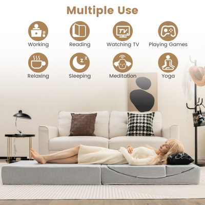 Costway 4-in-1 Convertible Folding Sofa Bed Floor Futon Sleeper Couch ...