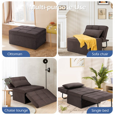 Costway 4-in-1 Convertible Sofa Bed Folding Ottoman Sleeper Space