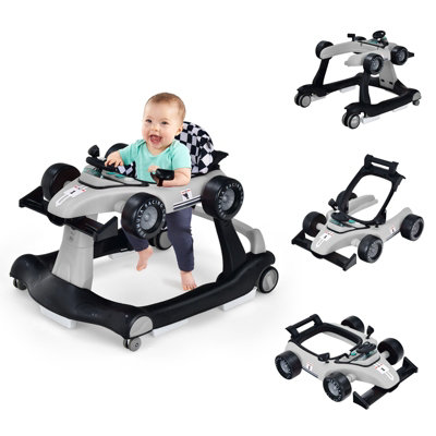Costway 4 in 1 Foldable Baby Walker Activity Push Walker w Adjustable Height Speed