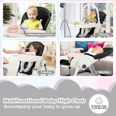 Costway 4-in-1 Folding Baby High Feeding Chair W/ 7 Heights 4 Reclining Angles