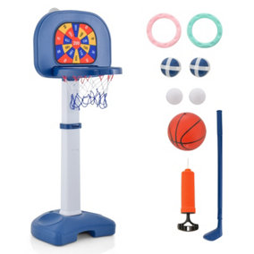 Costway 4-In-1 Kids Basketball Hoop Stand Ring Toss Sticky Ball Golf Play Set Adjustable