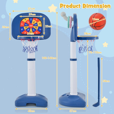 Costway 4-In-1 Kids Basketball Hoop Stand Ring Toss Sticky Ball Golf Play Set Adjustable
