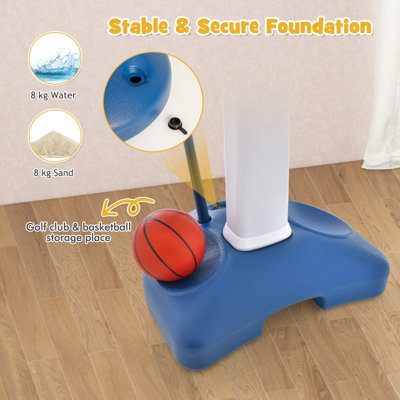 Costway 4-In-1 Kids Basketball Hoop Stand Ring Toss Sticky Ball Golf Play Set Adjustable - 8
