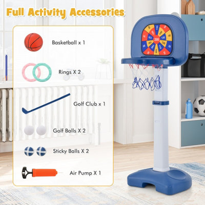 Costway 4-In-1 Kids Basketball Hoop Stand Ring Toss Sticky Ball Golf Play Set Adjustable - 9