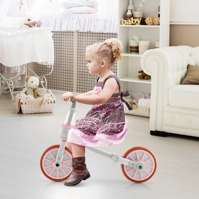 Pink tricycle with push handle best sale