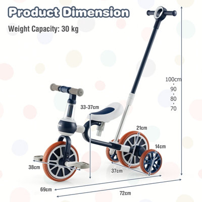 Tricycle with push store handle