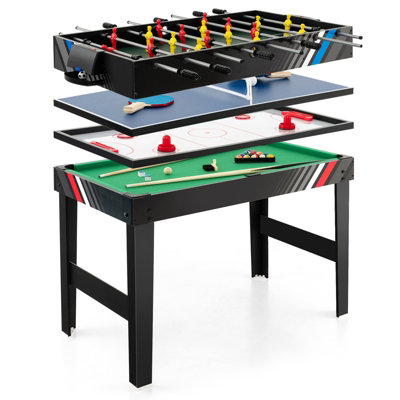 Costway 4 in 1 Multi Game Table Set Combination Soccer Air Hockey Billiards Table Tennis