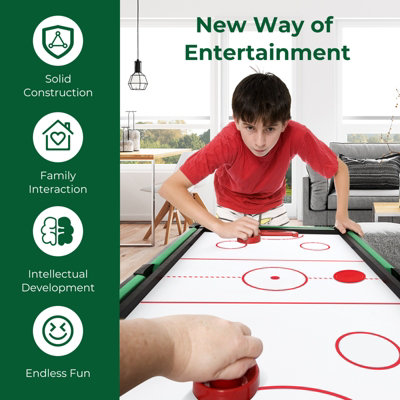 Costway 3-In-1 48'' Multi Game Table w/Billiards Soccer and Side Hockey for  Party and Family Night - Natural/Green