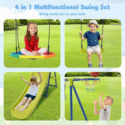 Saucer swing and slide set deals