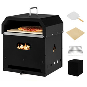 Costway 4-in-1 Outdoor Pizza Oven 2-Layer Detachable Grill Oven & Fire Pit