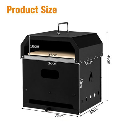Costway 4-in-1 Outdoor Pizza Oven 2-Layer Detachable Grill Oven & Fire Pit