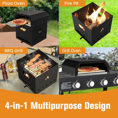 Costway 4-in-1 Outdoor Pizza Oven 2-Layer Detachable Grill Oven & Fire Pit - 5