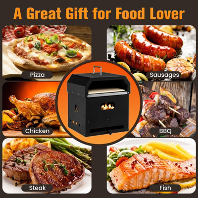 Costway 4-in-1 Outdoor Pizza Oven 2-Layer Detachable Grill Oven & Fire Pit - 6
