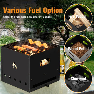Costway 4-in-1 Outdoor Pizza Oven 2-Layer Detachable Grill Oven & Fire Pit - 7