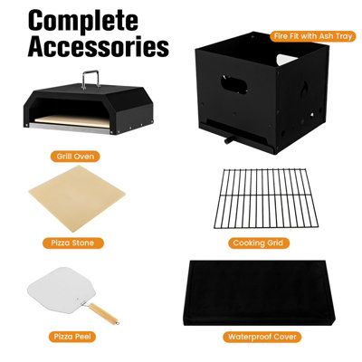 Costway 4-in-1 Outdoor Pizza Oven 2-Layer Detachable Grill Oven & Fire Pit - 8