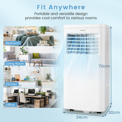 Costway 4-in-1 Portable Air Conditioner 9000 BTU Air Cooling Fan Dehumidifier AC Unit