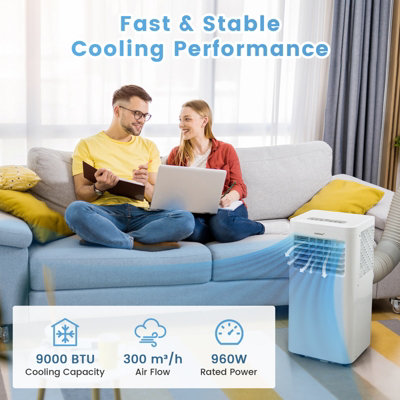 Costway 4-in-1 Portable Air Conditioner 9000 BTU Air Cooling Fan Dehumidifier AC Unit - 3