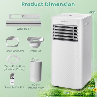 Costway 4-in-1 Portable Air Conditioner 9000BTU Air Cooler Fan Dehumidifier LED Touch