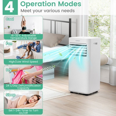Costway 4-in-1 Portable Air Conditioner 9000BTU Air Cooler Fan Dehumidifier LED Touch - 3