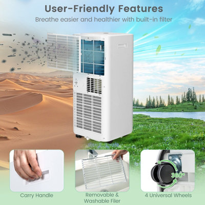 Costway 4-in-1 Portable Air Conditioner 9000BTU Air Cooler Fan Dehumidifier LED Touch - 8