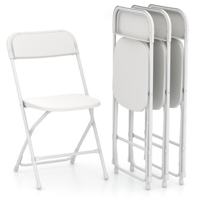 COSTWAY 4 Pack Metal Folding Chairs Portable Patio Chairs w/ Plastic Seat & Back