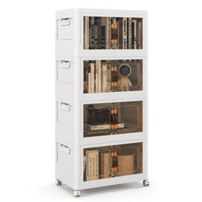 Costway 4 Pack Stackable Storage Cabinet Folding Home Organizer Lockable Wheels 44 Gal