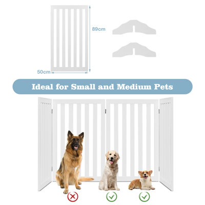 Costway 4-Panel 89 cm Pet Barrier Wooden Freestanding Pet Safety Gate Step Over Fence