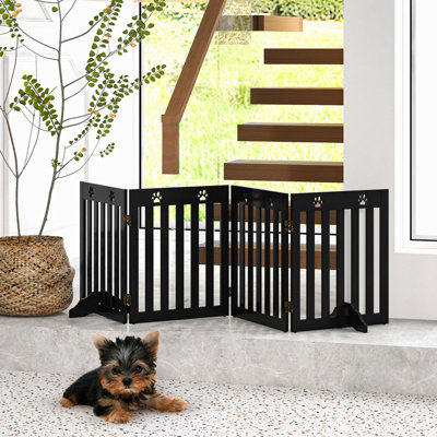 Costway 4-Panel Dog Gate Freestanding Pet Fence Folding Safety Barrier w/ 2 Removable Feet Price Comparisons | Compare The Build