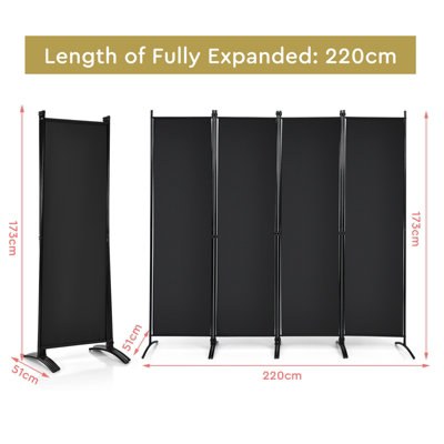 Costway 4 Panel Folding Room Divider Privacy Screen Protector Black