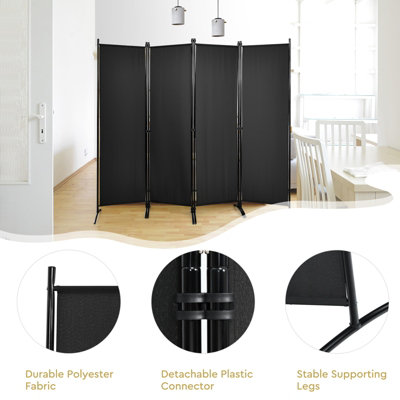 Costway 4 Panel Folding Room Divider Privacy Screen Protector Black