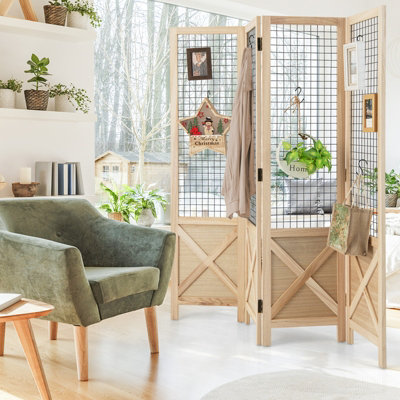 Costway 4-Panel Gridwall Display Stand Folding Privacy Screen ...