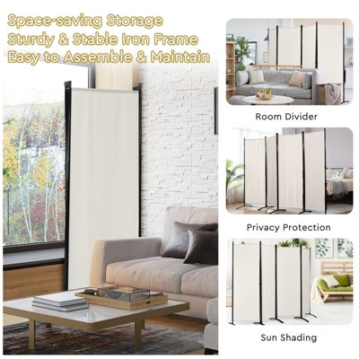 Costway 4-Panel Portable Room Divider 173cm Folding Privacy Screen